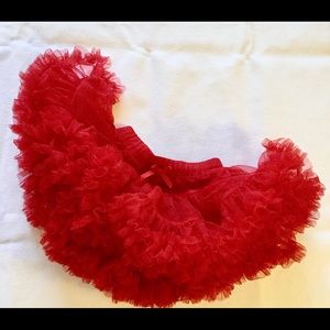 Wow Red ruffle can-can skirt, 6-9m but fits 4-5T